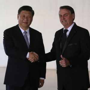 O presidente Jair Bolsonaro recebe o presidente da República Popular da China, Xi Jinping, no Palácio do Itamaraty, em Brasília. Foto: Valter Campanato/Agência Brasil